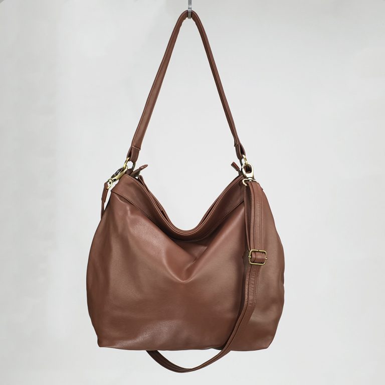 Large Brown Leather Hobo Bag Slouchy Shoulder Purse Laroll Bags
