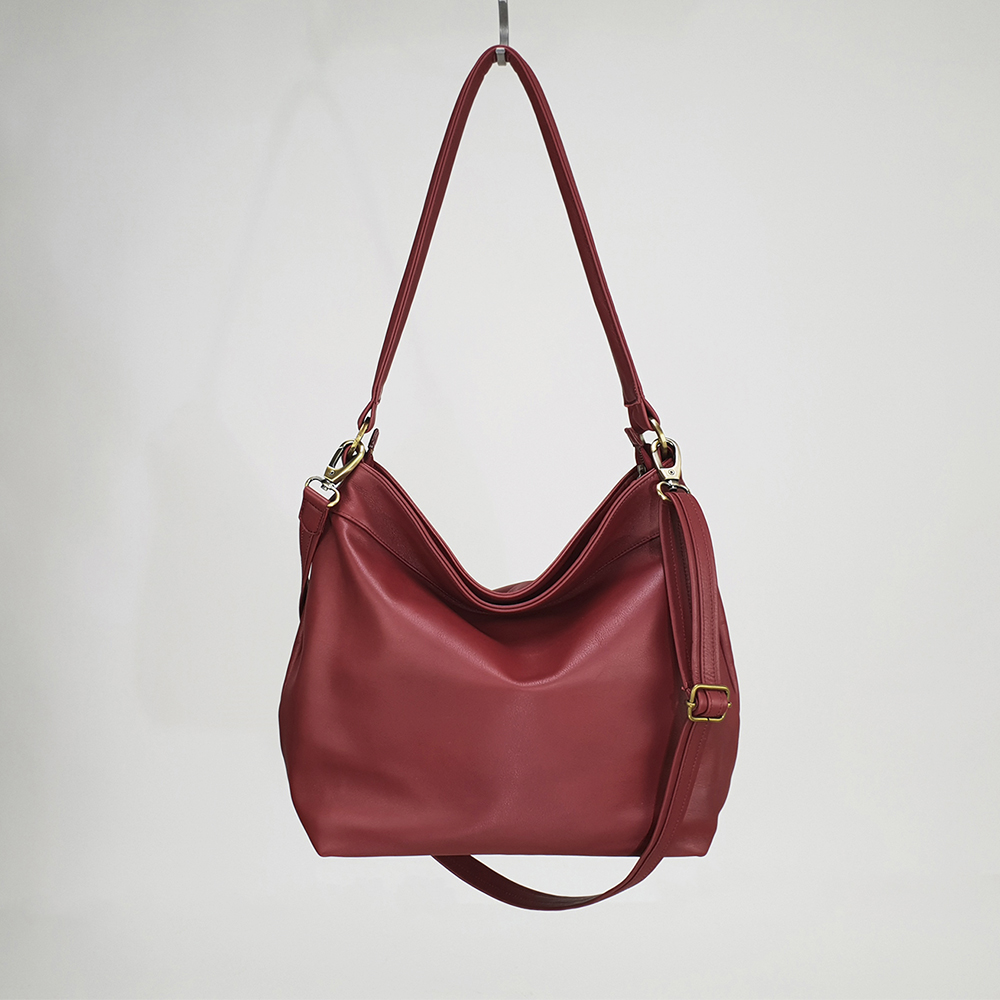 Medium Red Leather Hobo Bag - Slouchy Shoulder Purse | Laroll Bags