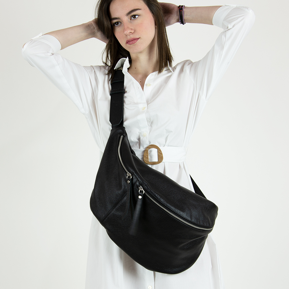 Women leather Pack, Black, Large | Laroll Bags