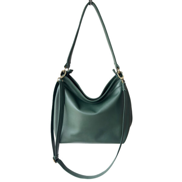 Green leather hobo bag 02
